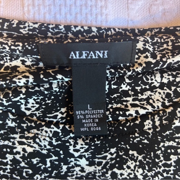 Alfani Black and White 3/4 Sleeve Swing Hemline Blouse Shirt Size Large - Picture 5 of 5